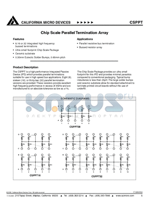 CSPPT32 datasheet - CHIP SCALE PARALLEL TERMINATION ARRAY