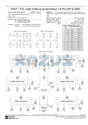 FAI3D-25J datasheet - FAST / TTL Logic Triple & Quad Delays 14-Pin DIP & SMD