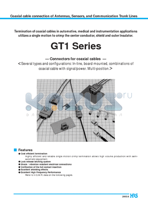GT1-1P-30/2.9C datasheet - Coaxial cable connection of Antennas, Sensors, and Communication Trunk Lines