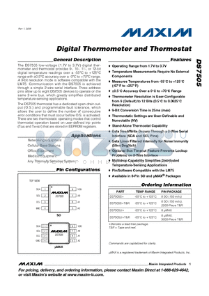 DS7505ST datasheet - Digital Thermometer and Thermostat