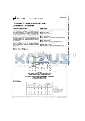 DS75113 datasheet - Dual TRI-STATE Differential Line Driver