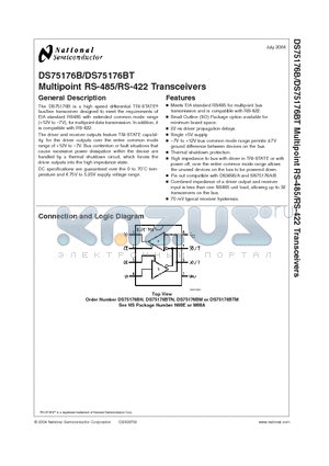 DS75176BTN datasheet - Multipoint RS-485/RS-422 Transceivers