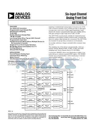 AD73360L datasheet - Six-Input Channel Analog Front End