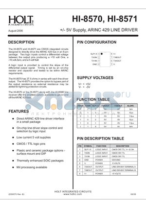 HI-8572PST datasheet - /- 5V Supply, ARINC 429 LINE DRIVER