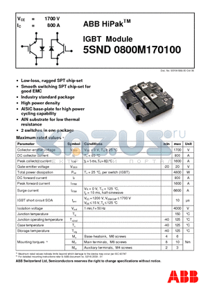 5SND0800M1701 datasheet - IGBT Module