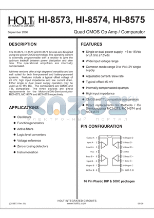 HI-8575PSI datasheet - Quad CMOS Op Amp / Comparator