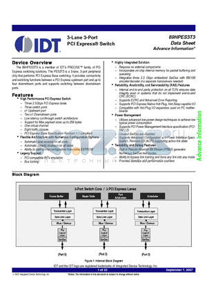 89HPES3T3ZABC datasheet - 3-Lane 3-Port PCI Express Switch