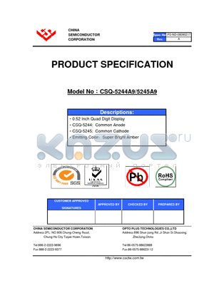 CSQ-5244A9 datasheet - 0.52 Inch Quad Digit Display