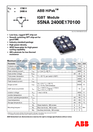5SNA2400E1701 datasheet - IGBT Module