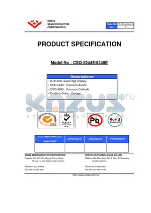 CSQ-5244E datasheet - 0.52 Inch Quad Digit Display