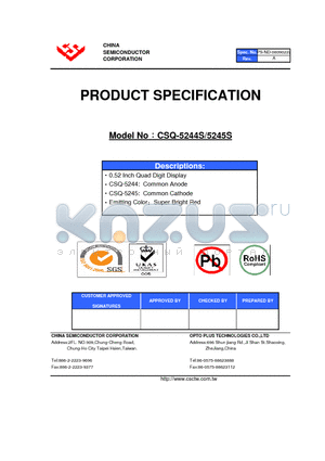 CSQ-5244S datasheet - 0.52 Inch Quad Digit Display