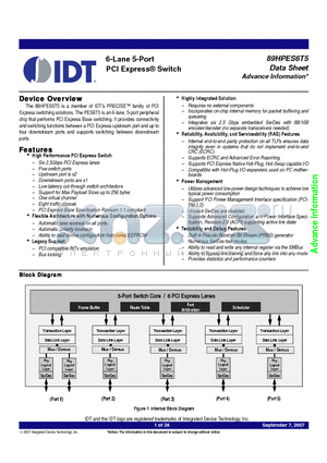 89HPES6T5ZABC datasheet - 6-Lane 5-Port PCI Express Switch