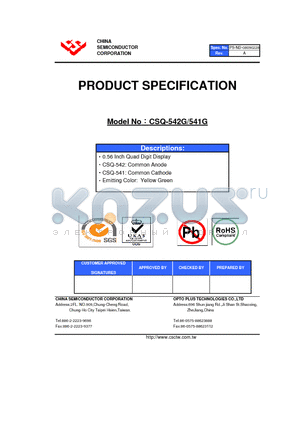 CSQ-541G datasheet - 0.56 Inch Quad Digit Display