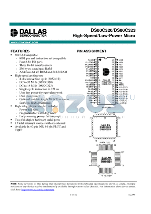 DS80C320 datasheet - High-Speed/Low-Power Micro