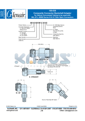 189HW038XO1510K-D datasheet - Composite Connector Backshell Adapter