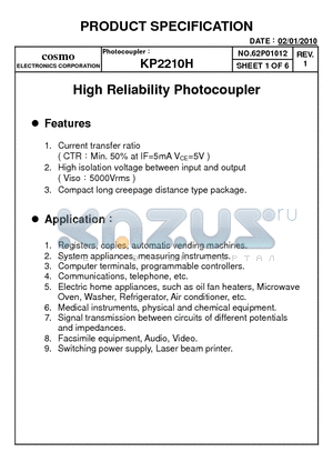 KP2210H datasheet - High Reliability Photocoupler