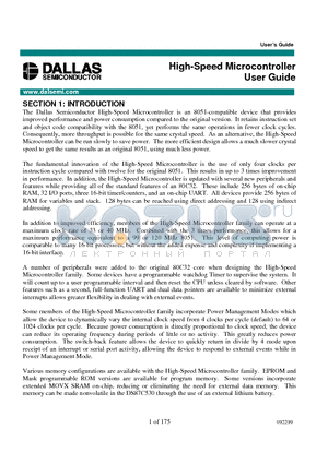 DS80C320-ECD datasheet - High-Speed Microcontroller User Guide