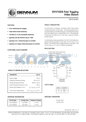 GY4102ACDA datasheet - Fast Toggling Video Switch