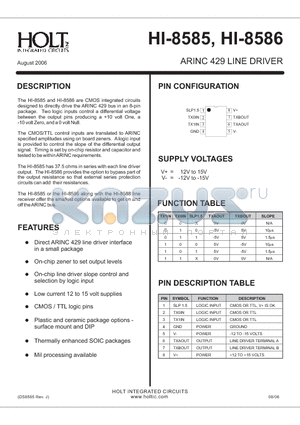 HI-8585CRT datasheet - ARINC 429 LINE DRIVER