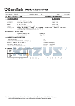 E3506S datasheet - 6C 18 SOLID BC FLEX FLEX Fire Alarm/Life Safety Cable