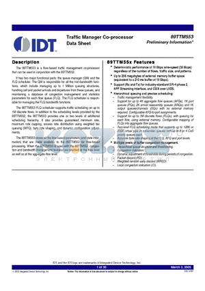 89TTM553BL datasheet - Traffic Manager Co-processor