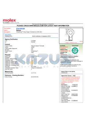 G-377-34 datasheet - VersaKrimp Ring Tongue Terminal for 2 AWG Wire