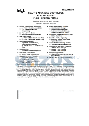 GT28F008B3B90 datasheet - SMART 3 ADVANCED BOOT BLOCK 4-, 8-, 16-, 32-MBIT FLASH MEMORY FAMILY