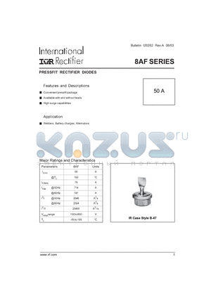 8AF1RLH datasheet - PRESSFIT RECTIFIER DIODES