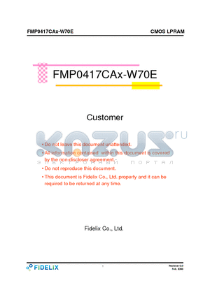 FAMP0417CAX-W70E datasheet - 256K x 16 bit Super Low Power and Low Voltage Full CMOS RAM