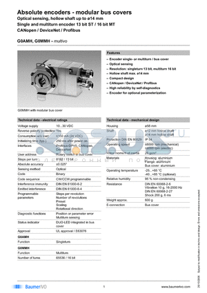 G0AMHB8P22 datasheet - Absolute encoders - modular bus covers