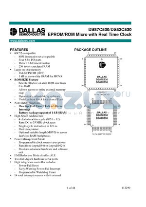 DS83C530-QNL datasheet - EPROM/ROM Micro with Real Time Clock
