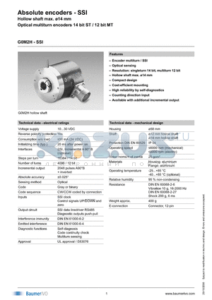 G0M2H020A302 datasheet - Absolute encoders - SSI