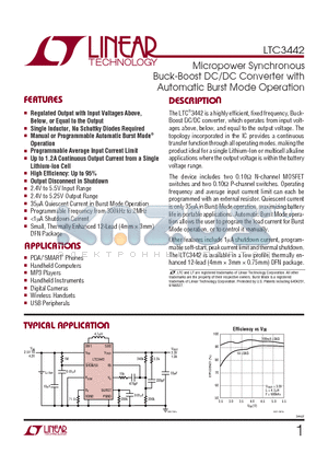 3442 datasheet - Micropower Synchronous Buck-Boost DC/DC Converter with Automatic Burst Mode Operation