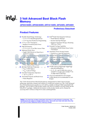 GT28F640B3TC90 datasheet - 3 Volt Advanced Boot Block Flash Memory