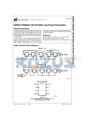 DS8628 datasheet - 130/225 MHz Low Power Prescalers