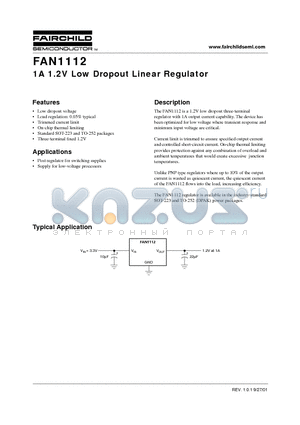 FAN1112D datasheet - 1A 1.2V Low Dropout Linear Regulator