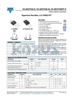 8E2TX06-M datasheet - Hyperfast Rectifier, 8 A FRED Pt^