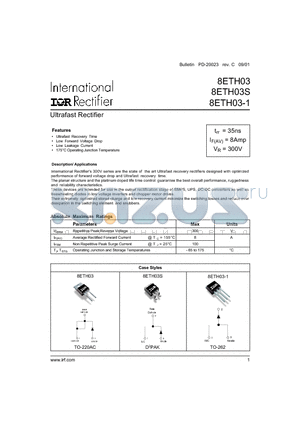 8ETH03 datasheet - Ultrafast Rectifier