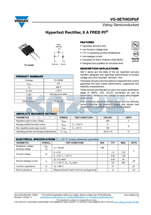 8ETH03PBF_11 datasheet - Hyperfast Rectifier, 8 A FRED Pt