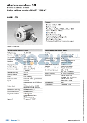 G0M2H5922102 datasheet - Absolute encoders - SSI