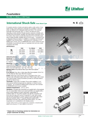 3452LS2LNNP datasheet - 3AG, 5 x 20mm, or 2AG Fuses International Shock-Safe