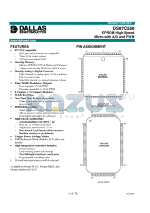 DS87C550-FCL datasheet - EPROM High-Speed Micro with A/D and PWM