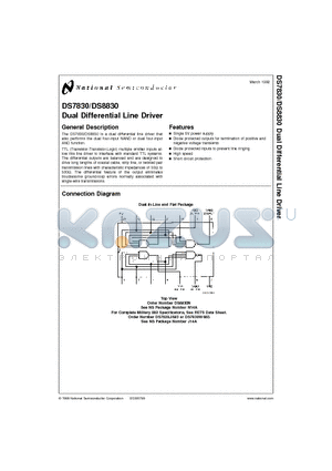 DS8830J datasheet - Dual Differential Line Driver