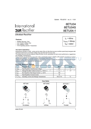 8ETU04S datasheet - Ultrafast Rectifier