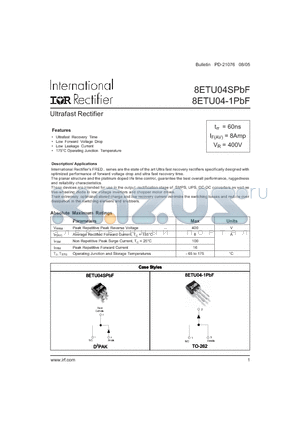 8ETU04S datasheet - Ultrafast Rectifier