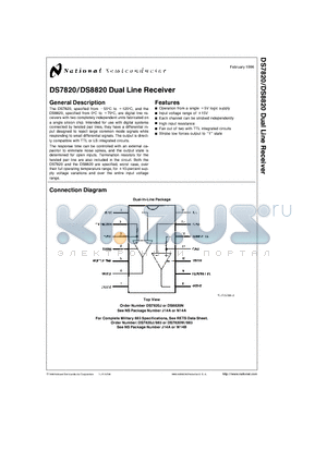 DS8820 datasheet - Dual Line Receiver