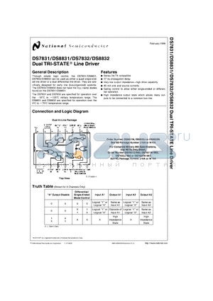 DS8831 datasheet - Dual TRI-STATE Line Driver