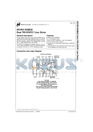 DS8831 datasheet - Dual TRI-STATE Line Driver