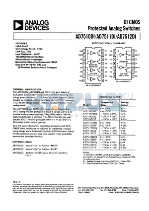 AD7511DISQ datasheet - Protected Analog Switches