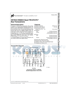 DS8834 datasheet - Quad TRI-STATE Bus Transceivers